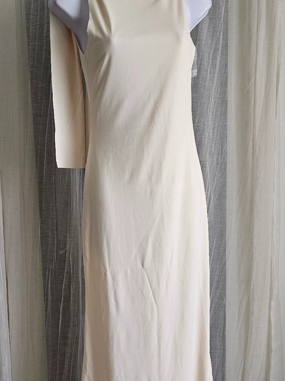 Women's Maxi One Shoulder Tie Sleeveless Dress Cream Size S NEW